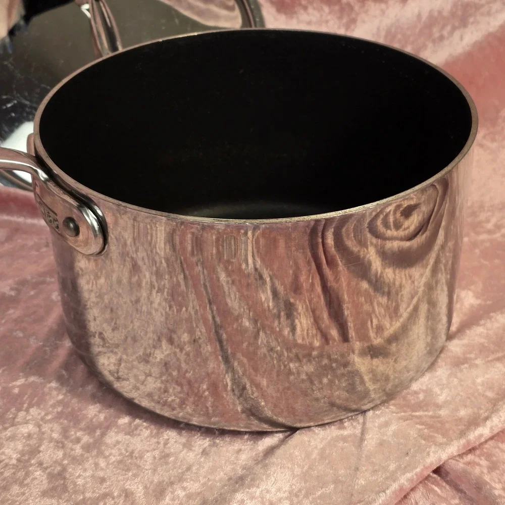 All-Clad Stainless Steel Nonstick Saucepan with Lid Silver 5x8 Inch 3 Quart